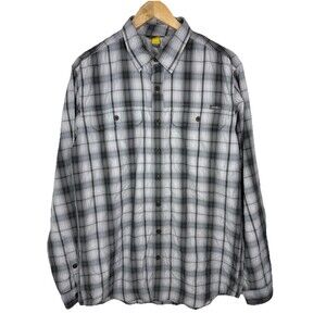 Eddie Bauer Travex Men's Classic Long Sleeve Gray Button Down Shirt Tall Medium